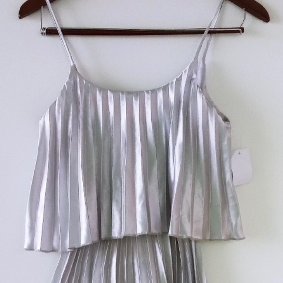 NWOT- Silver Pleated Dress - Picture 4 of 5